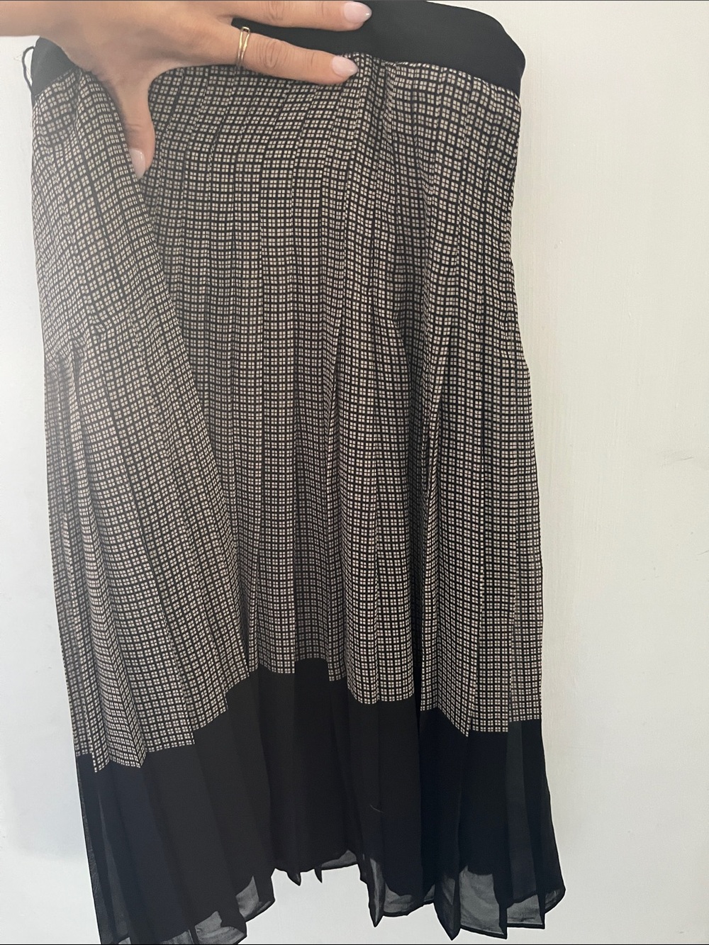 (checked pattern) Pleated Midi Skirt